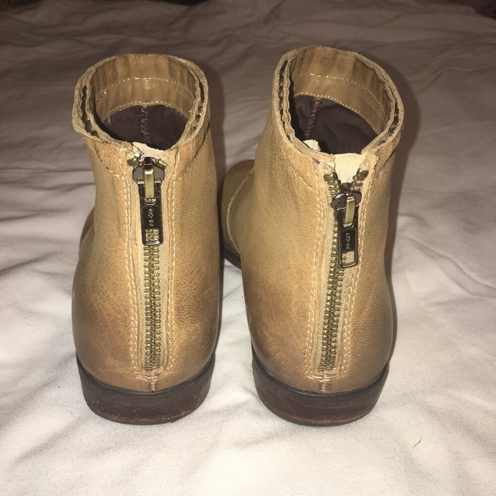 OTBT bootie Womens 8 tan Tilton desert genuine leather ankle zip Moto Hipster - Picture 3 of 7